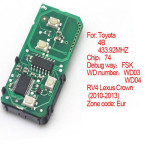 Toyota 2010-2013 RV4 Lexus Crown WD03 WD04 Number 271451-5290-Eur Smart PCB board 4 buttons 433.92MHZ With 74 Chip